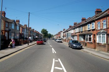 Hitchin Road the approximate site of the attack on William Bradberry June 2010 (no houses existed on the site in 1867)